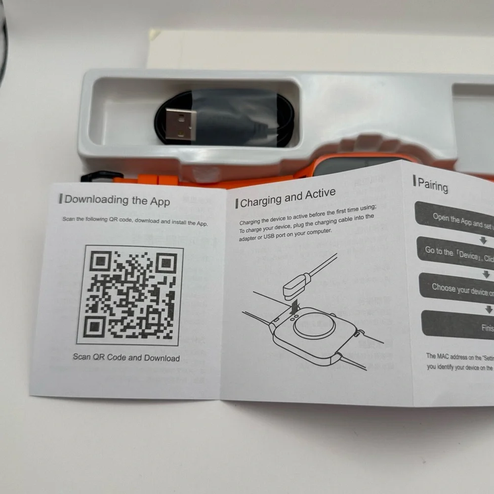 Orange Smart Watch with Charger